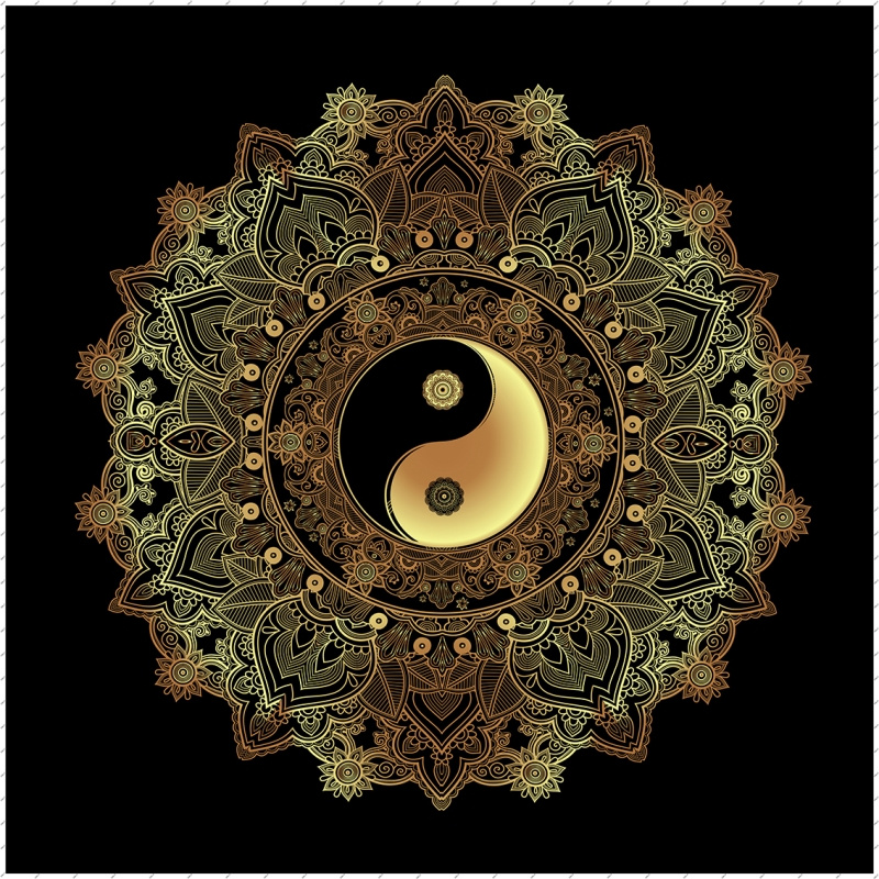 道教八卦图描金画稿|静心减压|暗八宝|DIY手绘填色装饰画