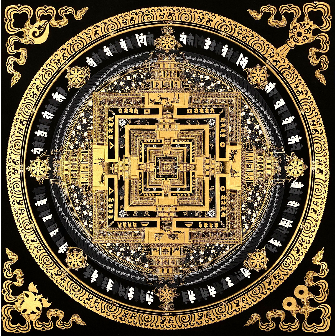 西藏涂色时轮金刚坛城填色画手绘装饰画DIY描金画稿自己画唐卡