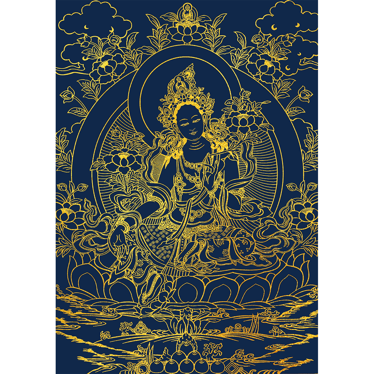 绿度母描金唐卡|静心减压|唐卡描金|佛像涂色||DIY手绘填色装饰画