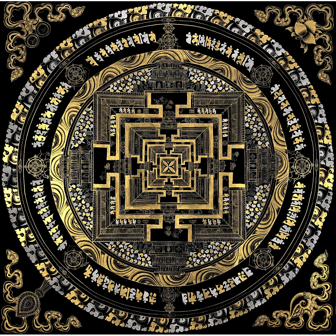 西藏唐卡涂色  时轮金刚坛城 布面填色画 手绘装饰画DIY画稿