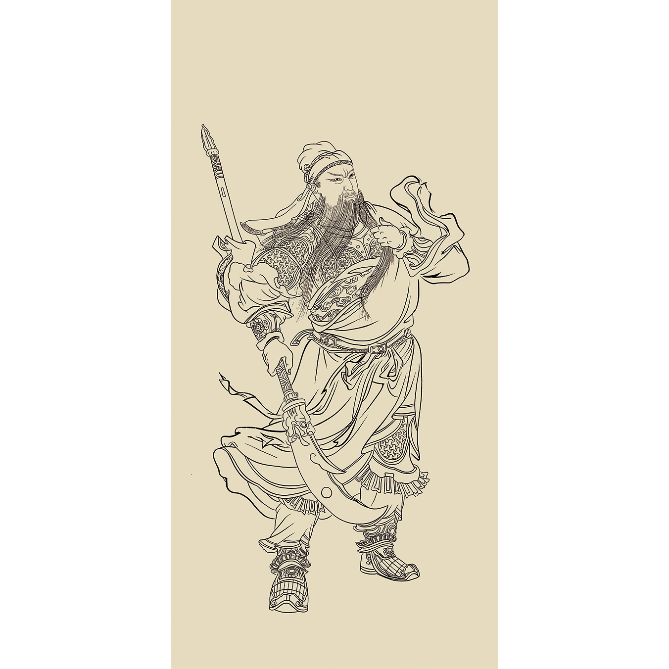 钟馗弥勒佛关羽关公DIY描金画稿手绘填色