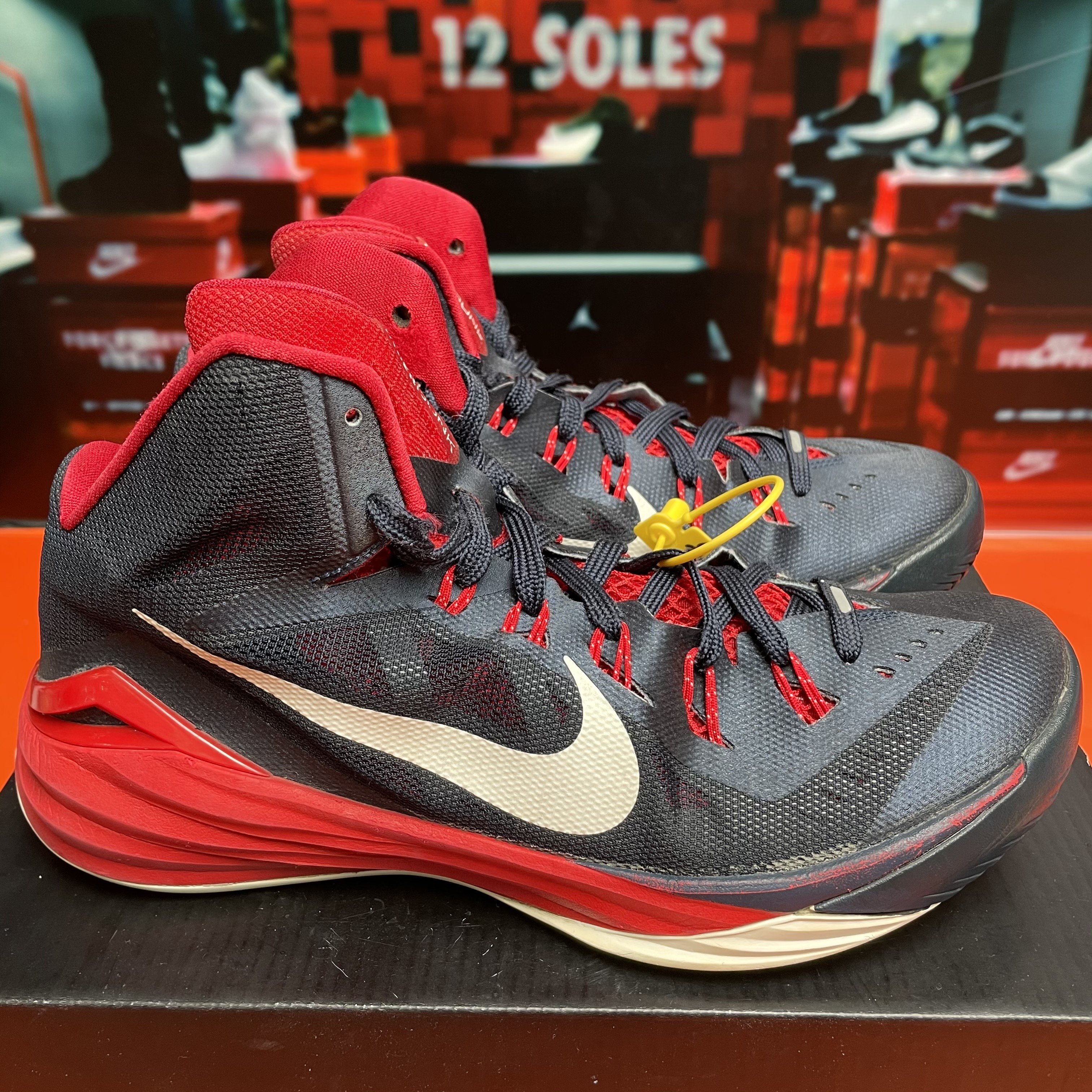 B 42.5码 中古 Nike Hyperdunk2014 篮球鞋 USA 国家队蓝红 无盒