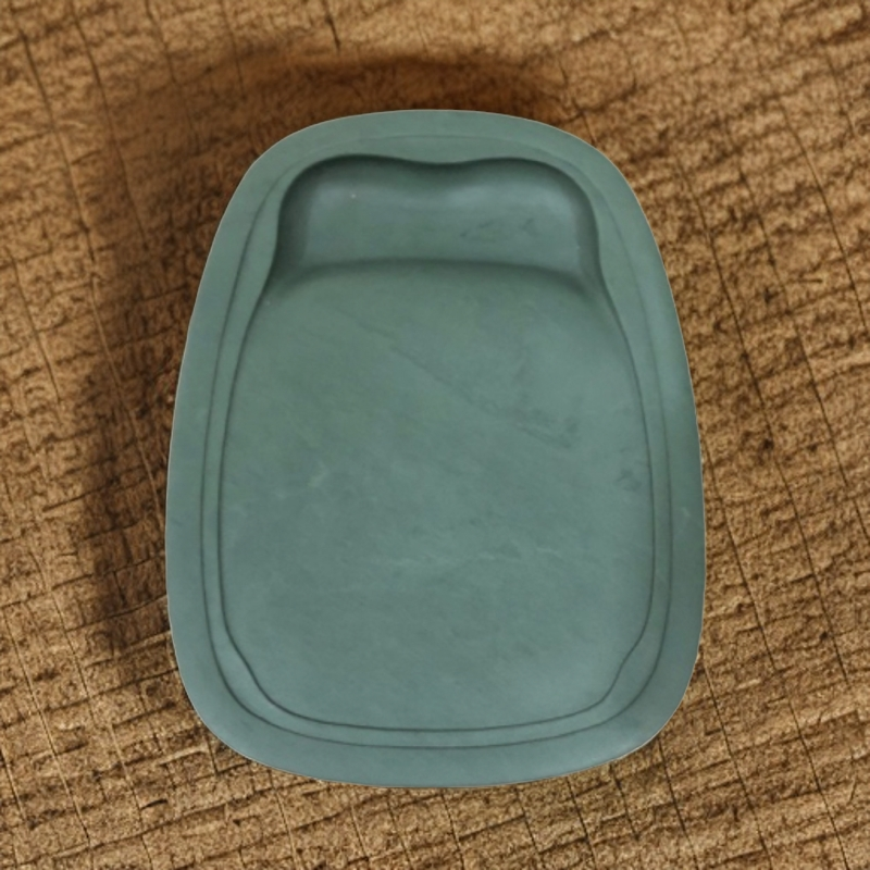 水泉老坑无纹精品蝉形乳足淌池砚尺寸：12.5*9*2*