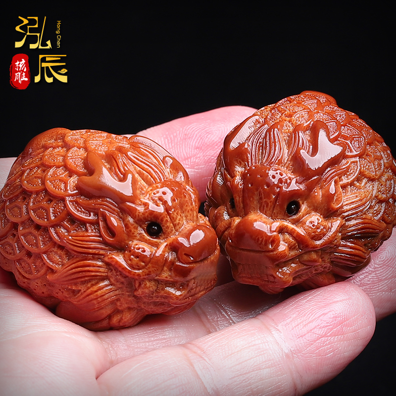 巴西大橄榄核龙龟手球 手把件龙头龟金钱龟神兽赑屃霸下聚财文玩