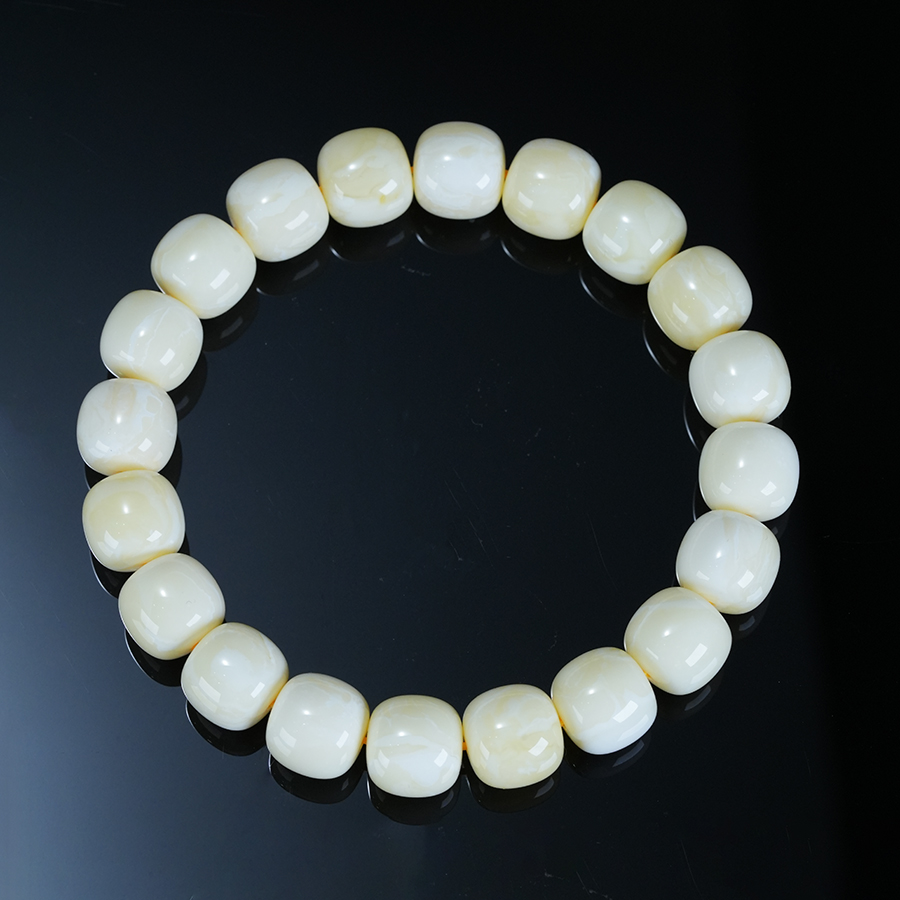 胡玩珠宝甄选乌料焦皮白蜡精工老型单圈手串润泽满实气质优雅大气