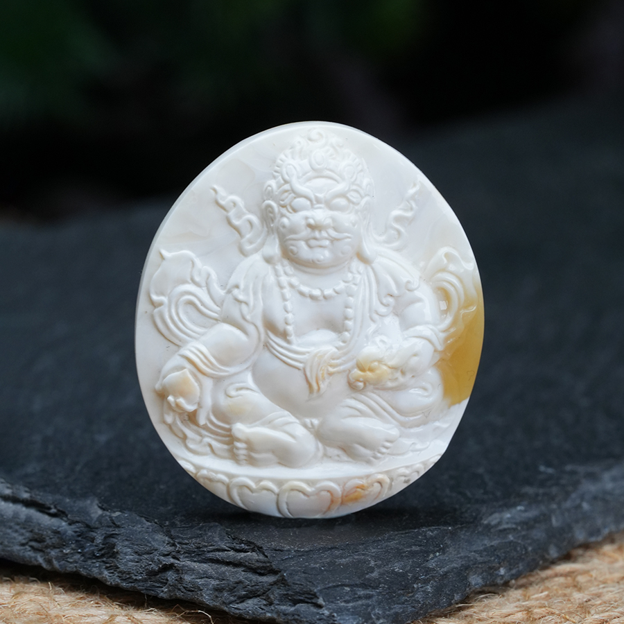 胡玩珠宝甄选新品俄料白蜡黄财神精工肖时清雕刻件纯天然原矿蜜蜡