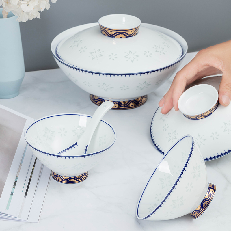 昆觅15头玲珑餐具--幸福满满家用陶瓷防烫