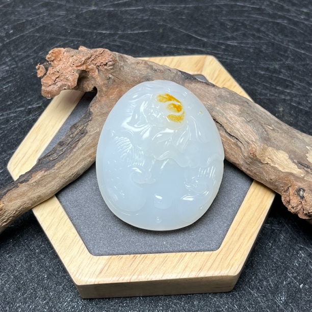 天然和田玉和和美美挂坠吊坠鸳鸯和睦男士女士 精美雕工设计百搭