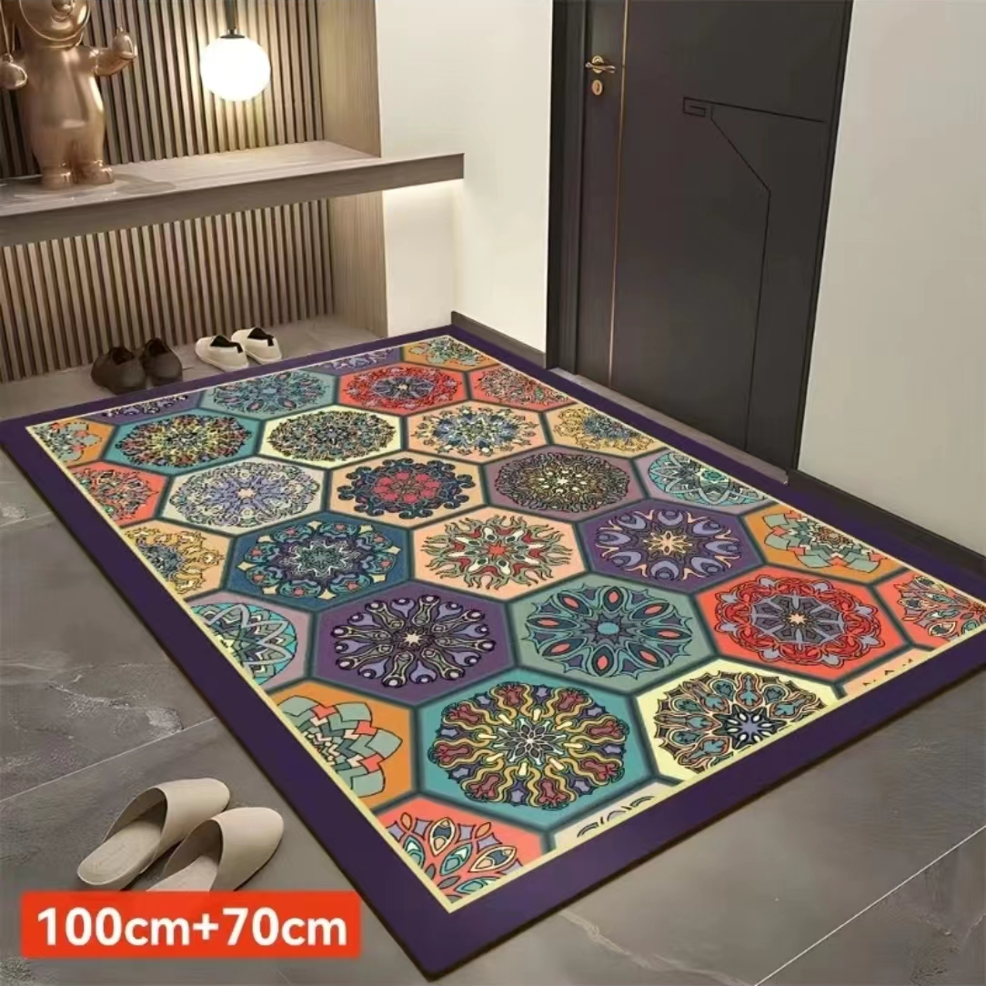 明尊波斯地毯轻奢地垫复古卧室门垫水晶绒脚垫家用简约玄关防滑