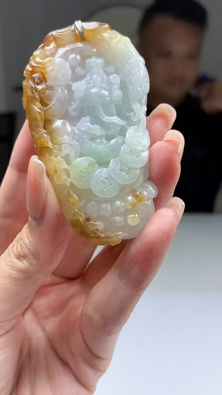 【闪购商品】定制翡翠未镶嵌毛货挂件财神78-4969zm