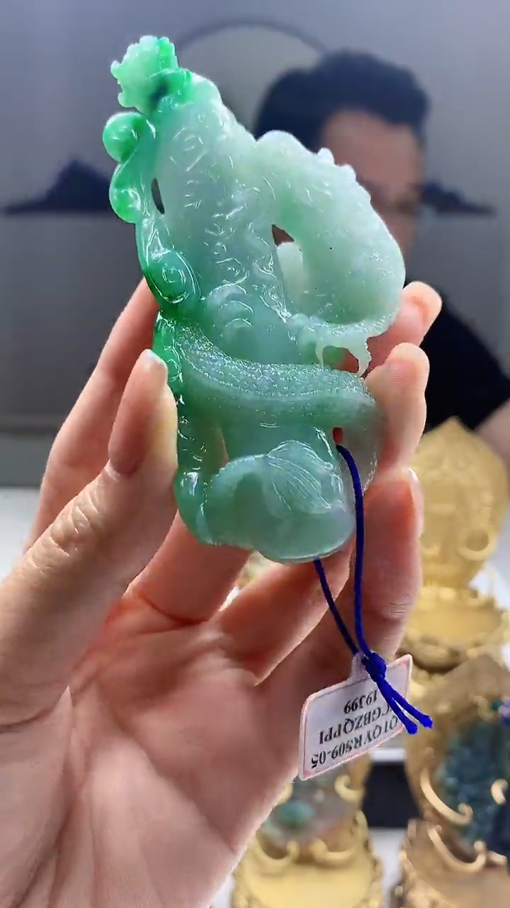 【闪购商品】定制翡翠未镶嵌毛货配底座挂件108-4837zm