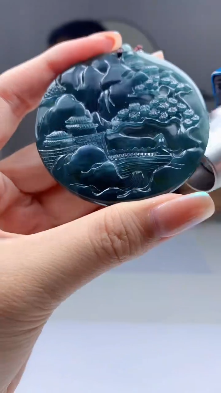 【闪购商品】定制翡翠未镶嵌毛货挂件山水97-5116zm