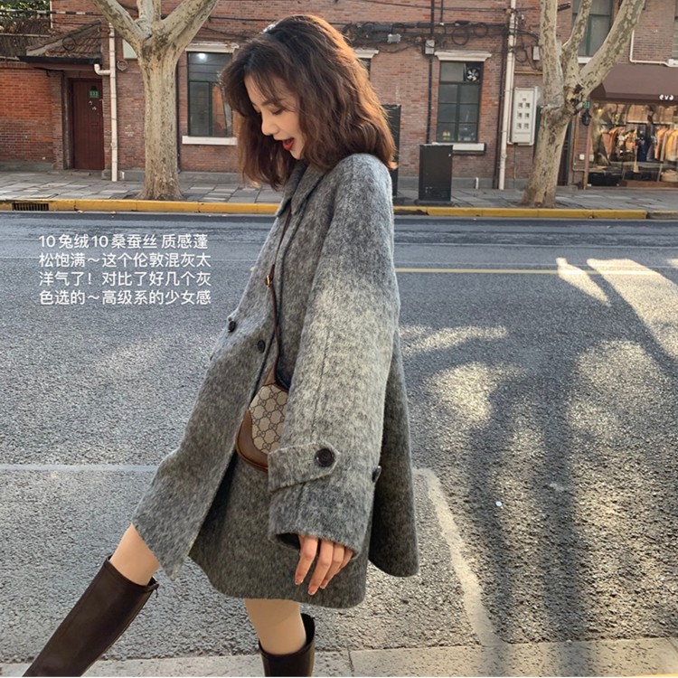 小魔女斗篷高级少女感小个子的A型短大衣 112SM2中长款显瘦外套