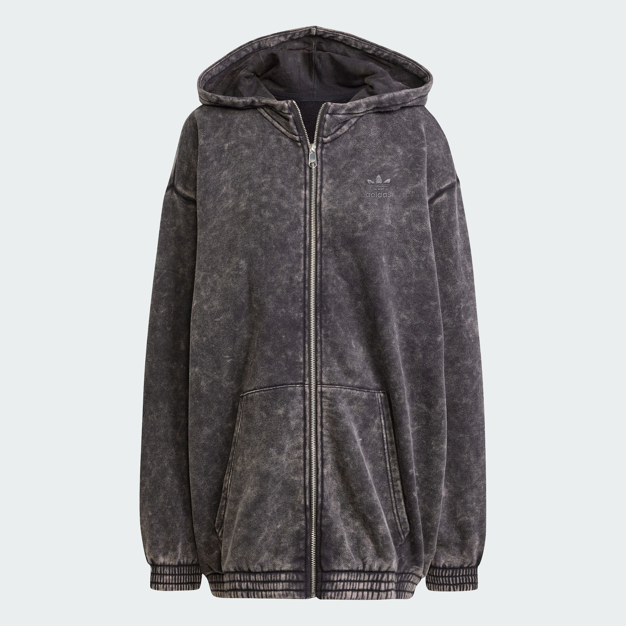 adidas/阿迪达斯ACID-WASHED复古纯棉运动宽松连帽夹克外套JJ0331