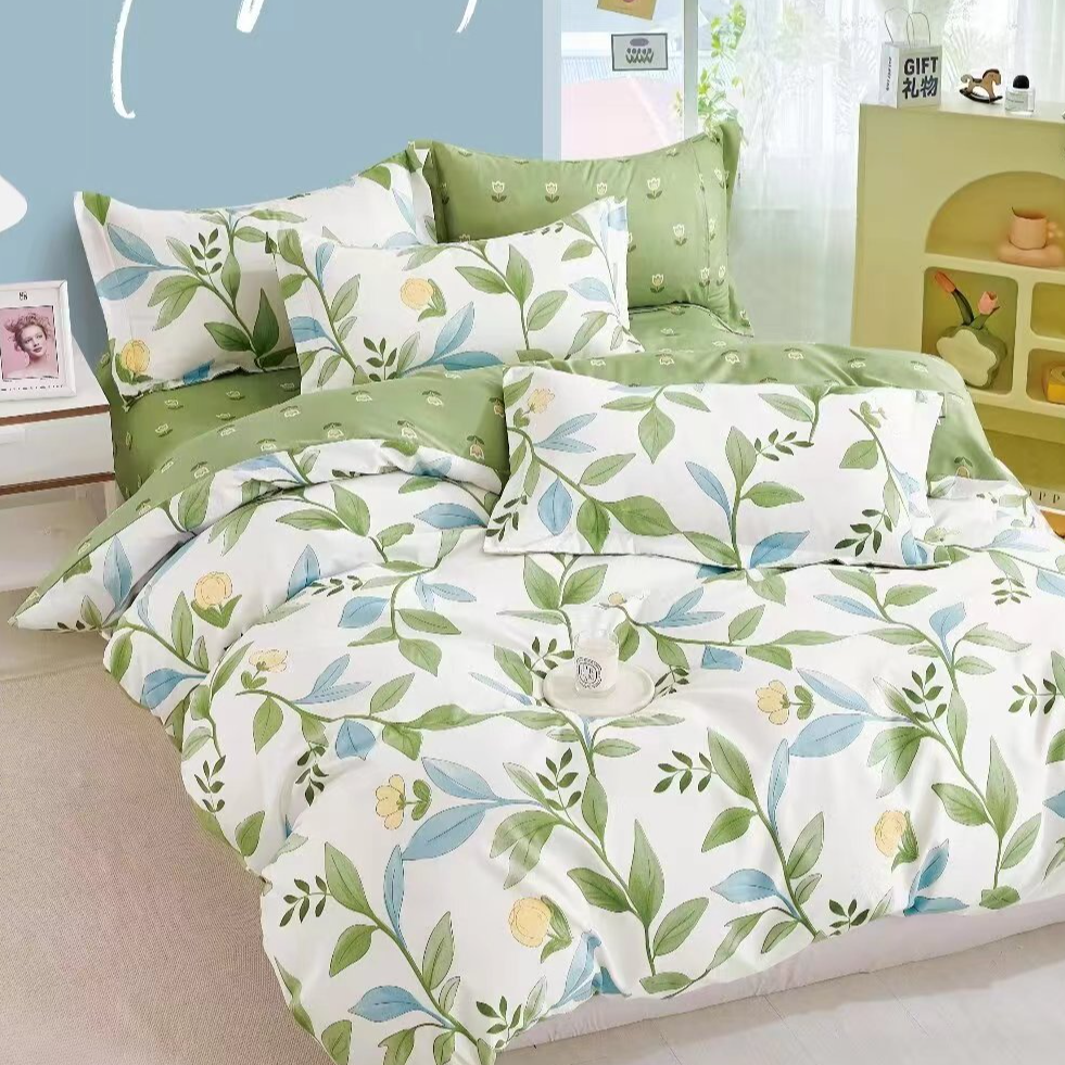 【鹊桥花卉1.5米被罩】高支高密水洗斜纹棉被罩AB版