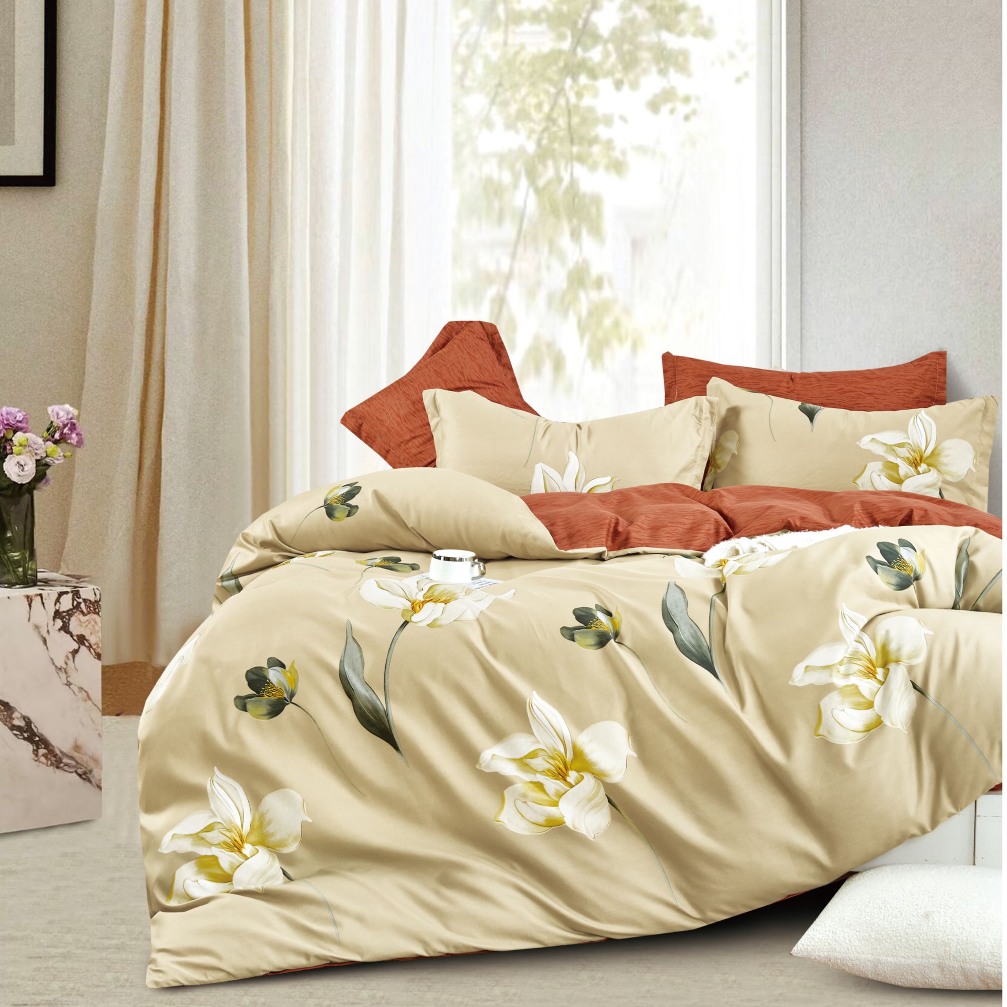 【花仙子1.5米被罩】高支高密水洗斜纹棉被罩