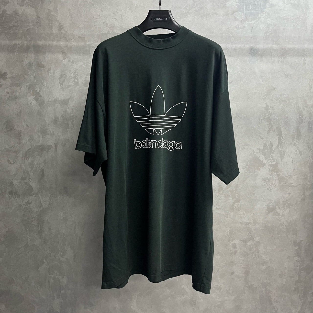 未使用 Balenciaga/巴黎世家 墨绿色刺绣图案logo短袖/