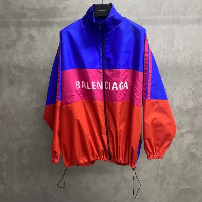 99新 Balenciaga/巴黎世家 红蓝拼色印花图案logo冲锋衣 38/
