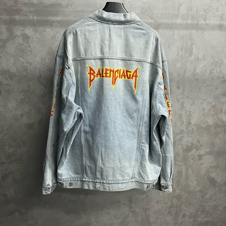 未使用 Balenciaga/巴黎世家 蓝色翻领牛仔夹克/1码2码3码