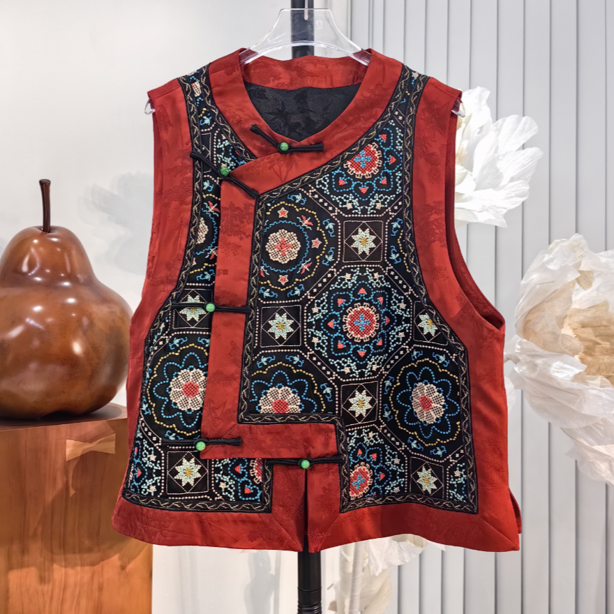 24316266【落霞】24秋新中式国风重工刺绣马甲