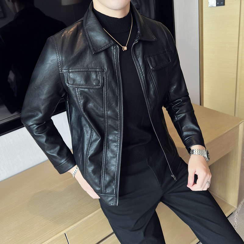 2024新款男士秋冬经典款皮衣外套上衣夹克机车风轻熟英伦百搭潮流