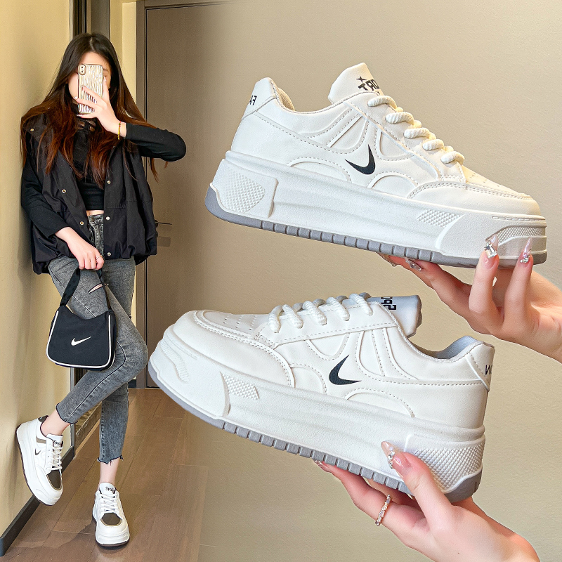 潮流时尚小白鞋女休闲鞋子2024春季新款小个子百搭休闲运动板鞋