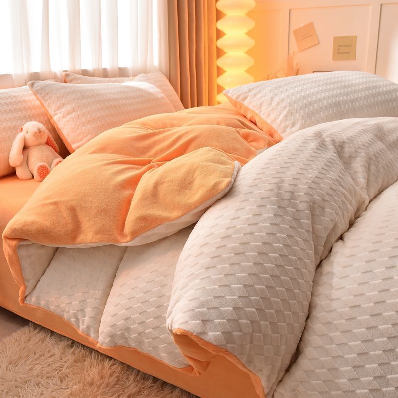 加厚牛奶绒四件套冬季保暖双面绒珊瑚绒床单被套法兰绒三件套床品
