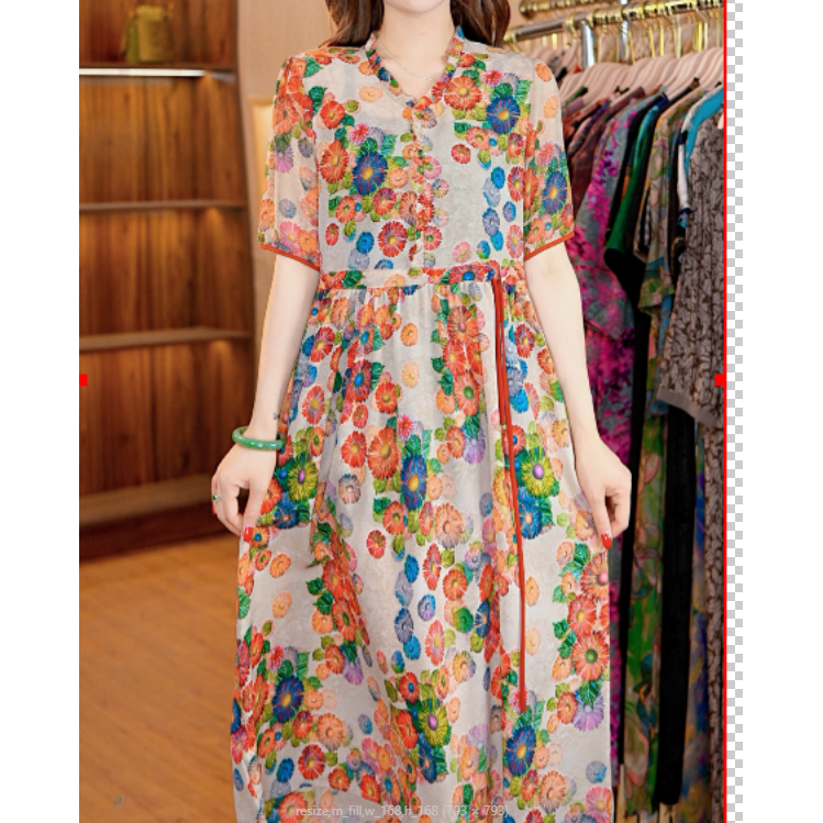 8567-10莫奈花园舒适时尚印花连衣裙