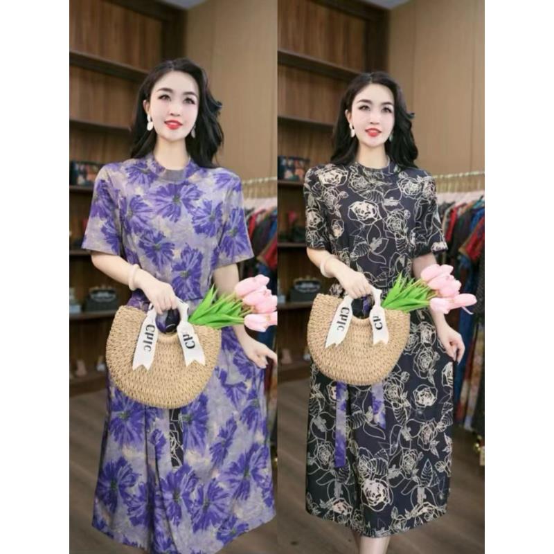 1261-10新款舒适时尚印花双面穿连衣裙