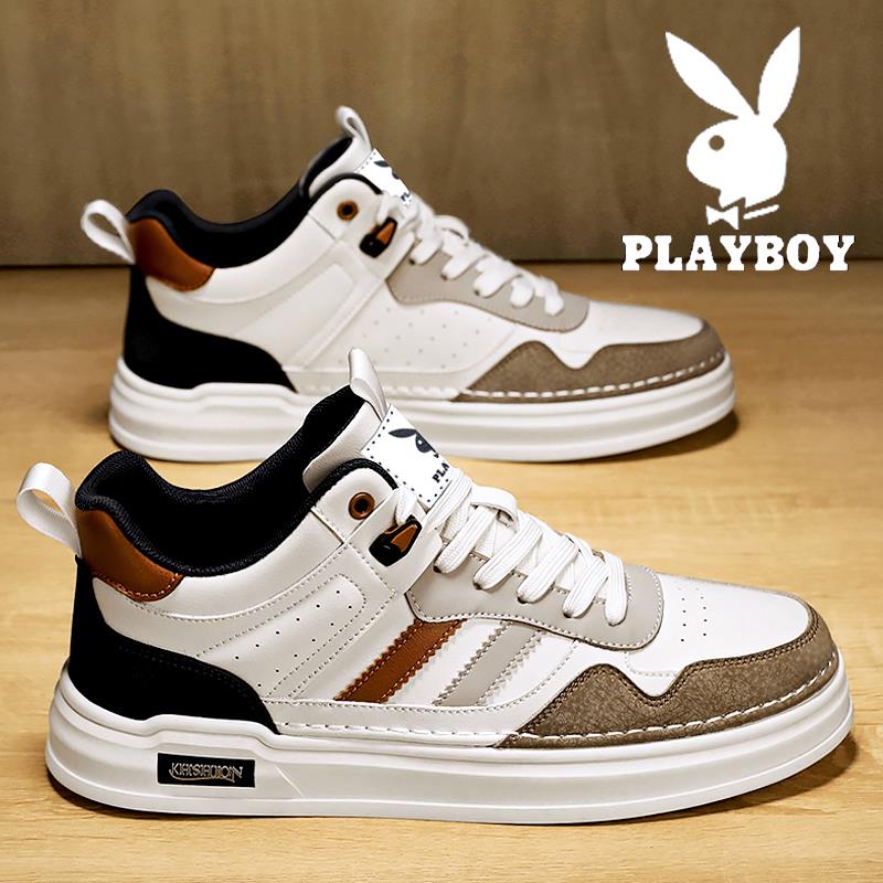 PLAYBOY高帮男鞋2023新款冬款学生运动鞋潮鞋韩版百搭休闲平板鞋