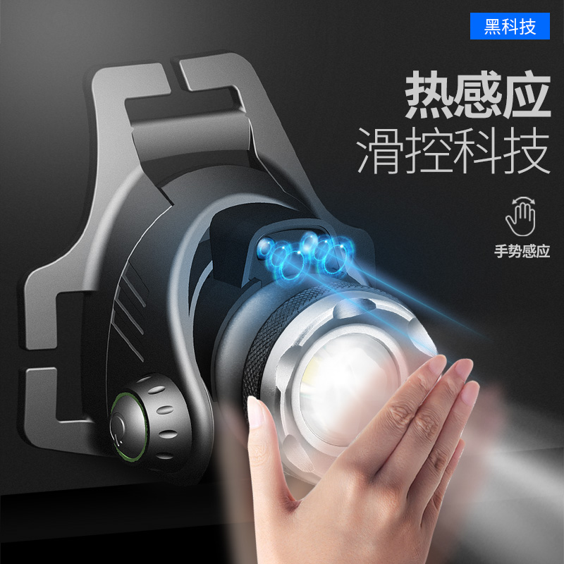 LED头灯强光超亮头戴式小手电筒户外远光充电疝气感应夜钓鱼矿灯