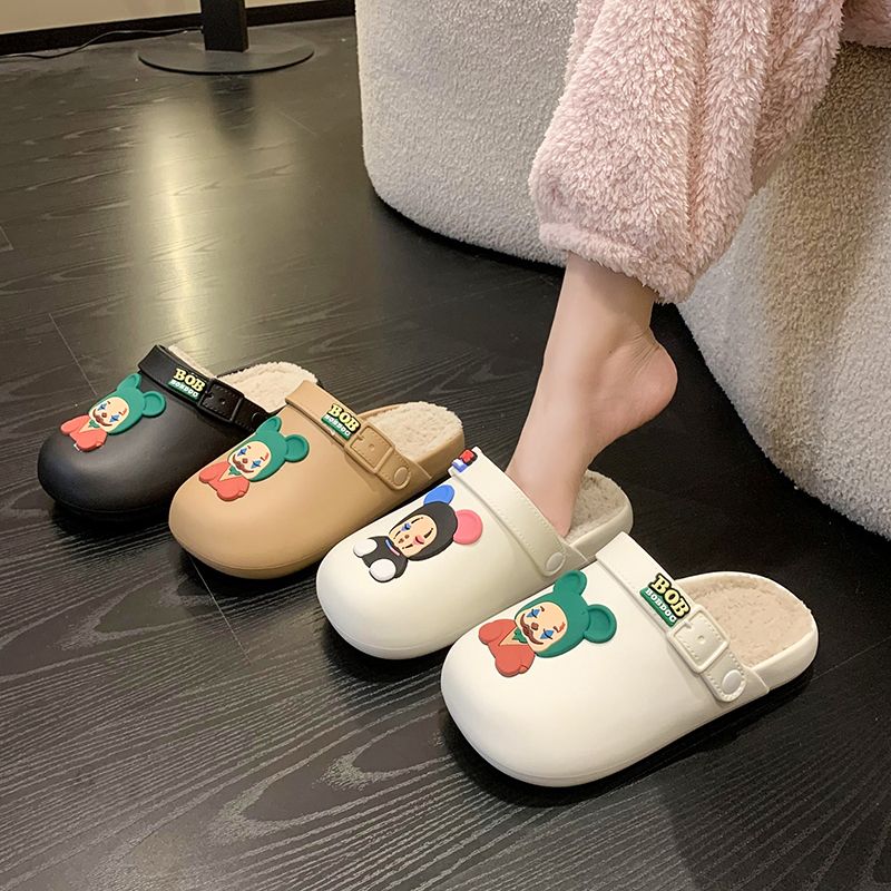 慵懒毛毛拖鞋女外穿秋季厚底一脚蹬加绒棉鞋2023款包头半拖鞋C26