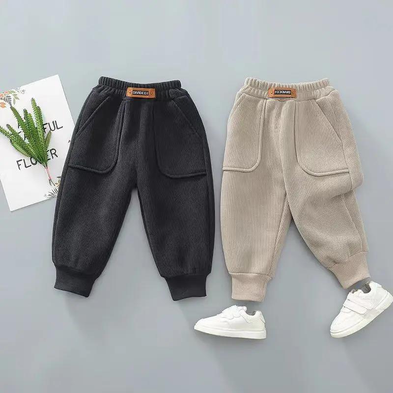 新品巴拉巴拉童装男童裤子冬季加绒一体绒欧棉绒哈伦裤中小儿童女