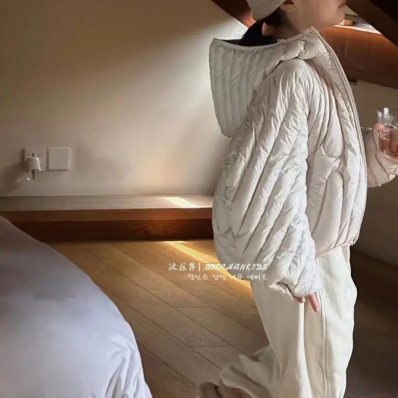 新品巴拉巴拉波拉韩国童装女童连帽棉服2023冬季儿童轻薄外套冬季