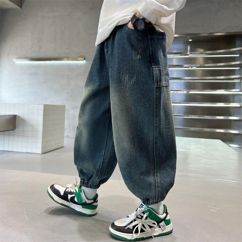 男童牛仔裤春秋款2023新款儿童秋季炸街长裤中大童秋装裤子薄款潮