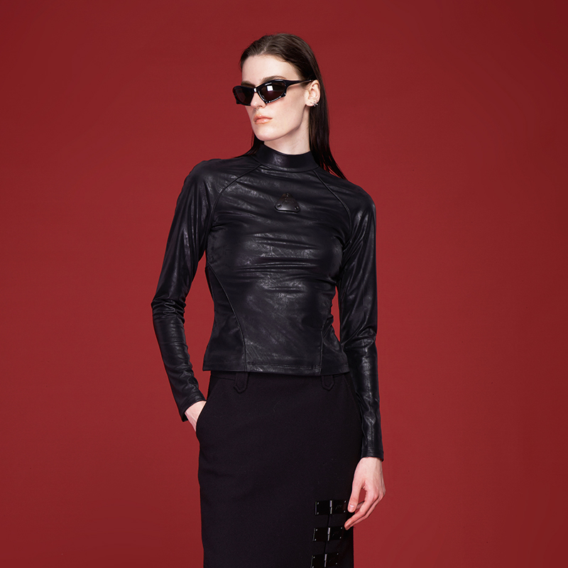 【AUNISEX专属】 AKTK分割立领修纯色百搭显瘦T恤女6C4B0205H001