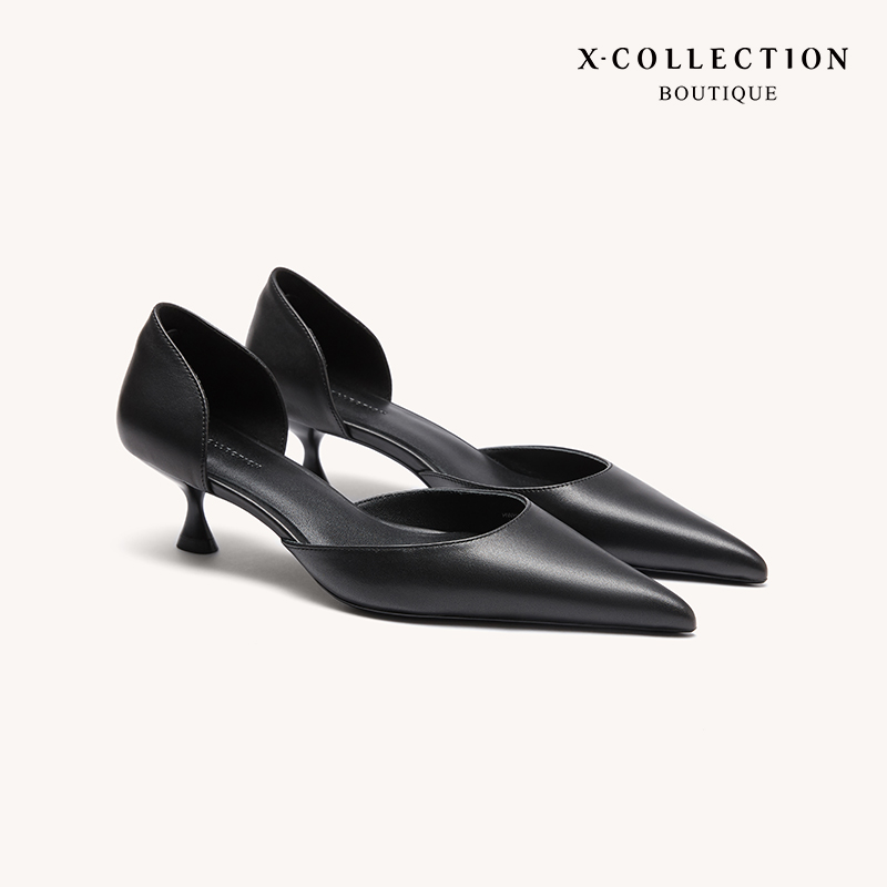 xcollection新品尖头中空浅口酒杯跟小众原创气质优雅时髦单鞋