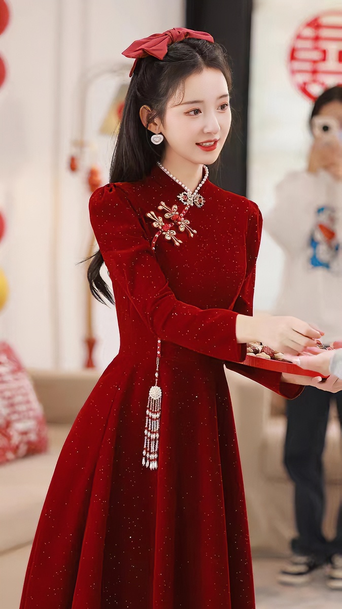旗袍敬酒服2025新款新娘小个子回门结婚酒红新中式订婚礼服高级感