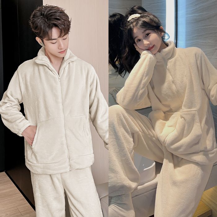 2025爆款300斤牛奶绒情侣同款加厚保暖家居服网红款拉链衫可外穿