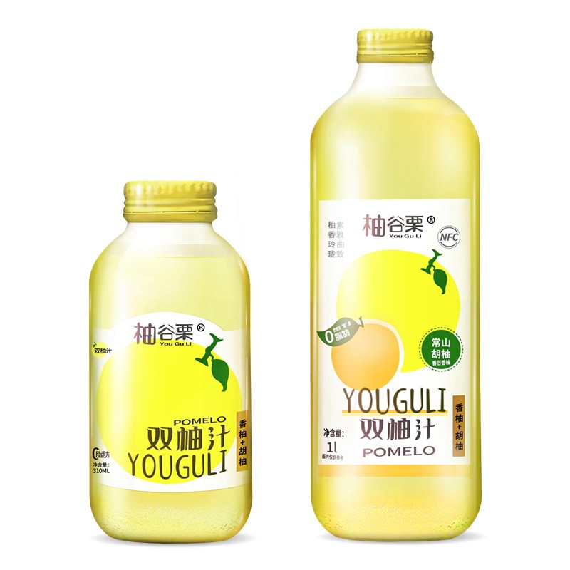 柚谷栗双柚汁常山胡香柚子红西柚复合果汁饮料310ml*15瓶装0脂1L