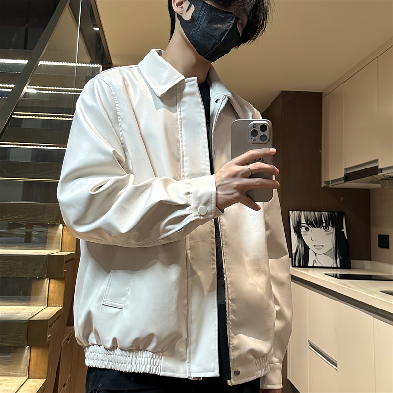 机车皮衣外套男春秋美式复古痞帅高级感炸街pu皮夹克男款潮流百搭