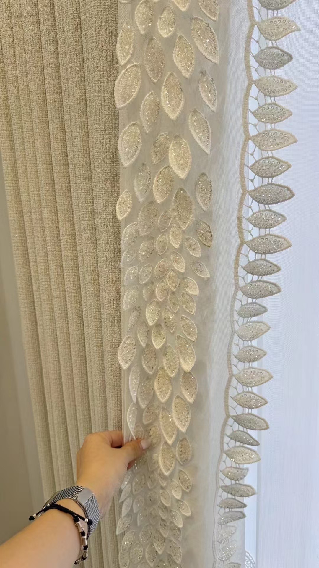 原创 重工细闪小香风窗帘（含侧边纱）