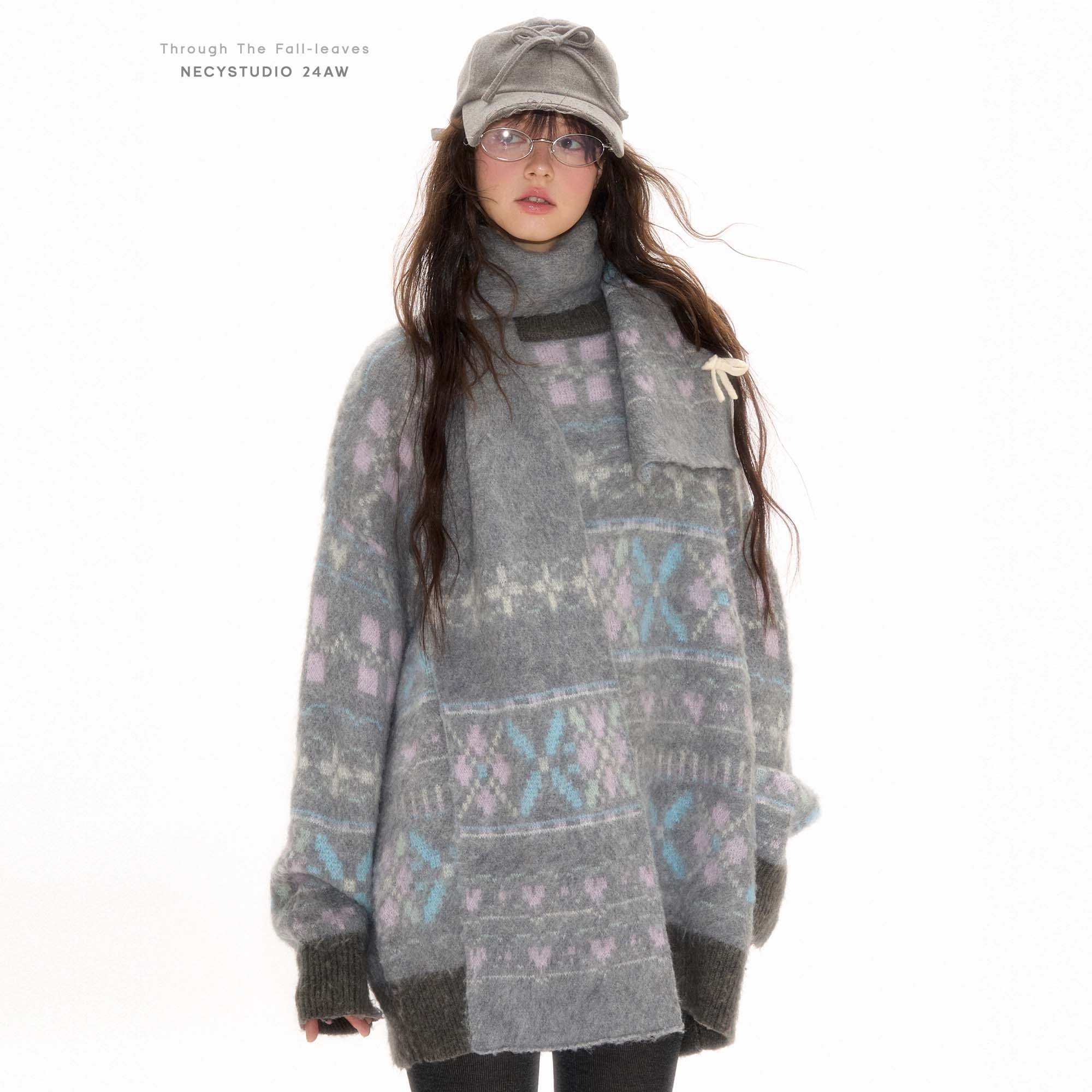 NECY  Winter Shadow 费尔岛圆领毛衣 原创提花设计