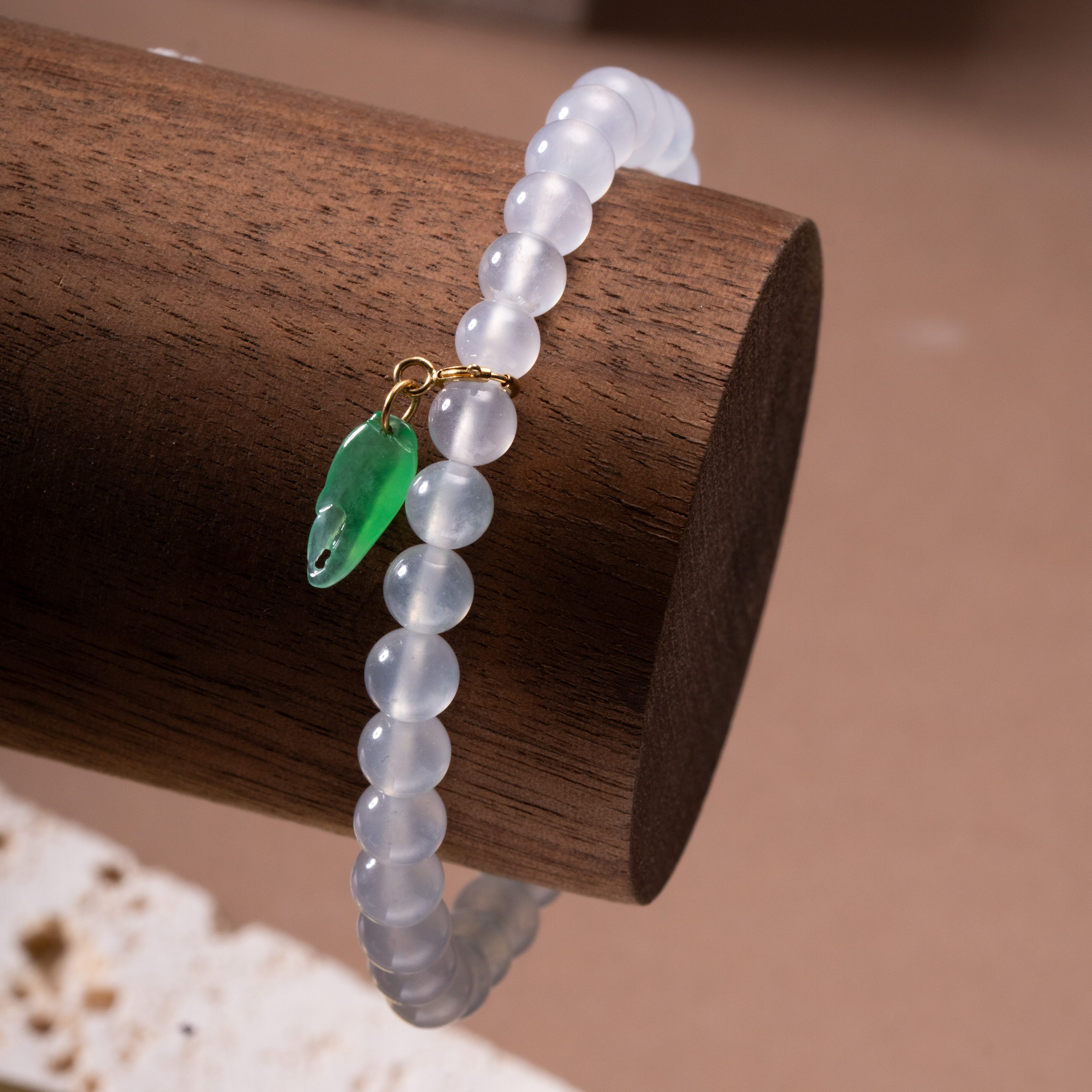 高冰翡翠圆珠手串 天然翡翠A货 女款百搭简约精美清新 0135003