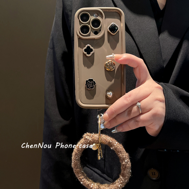 苹果/华为荣耀oppo/vivo小米手工配饰手机壳秋冬女山茶花mate手环
