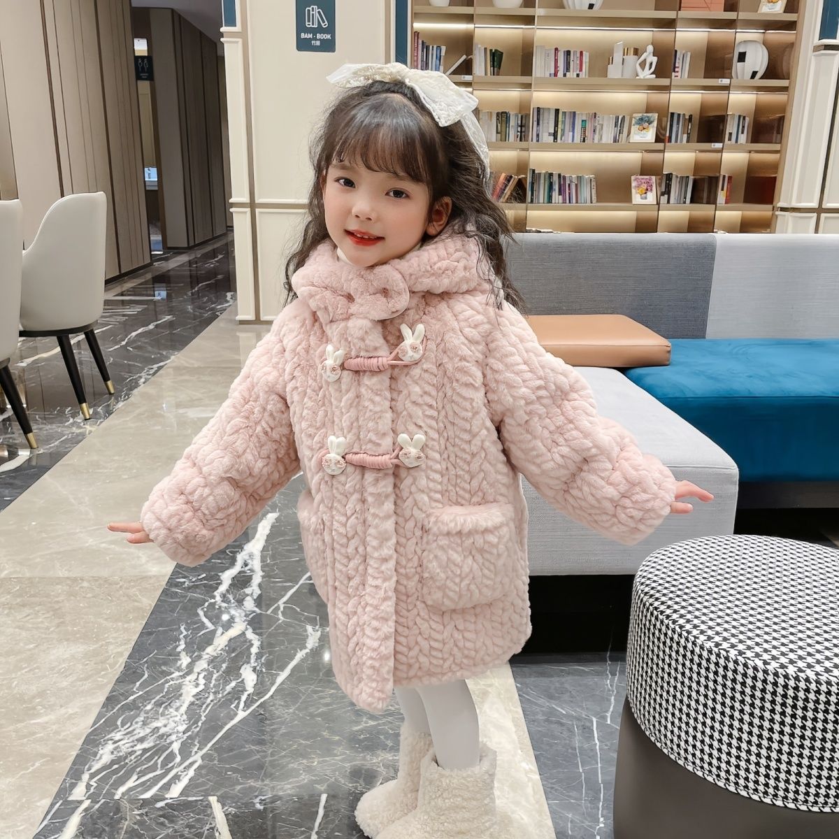 儿童外套童装女童洋气毛呢加厚呢大衣宝宝大童中长款冬季