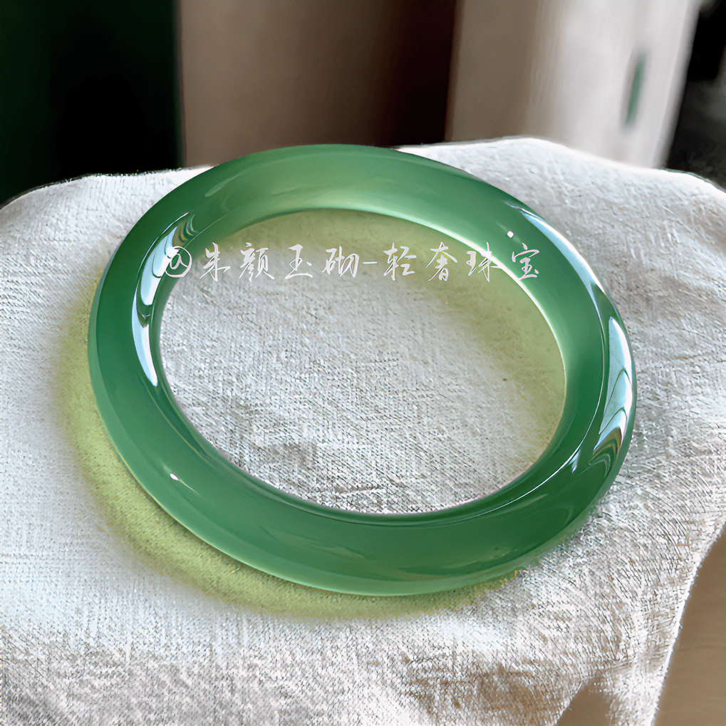 冰油青新款玛瑙手镯女远山黛显白胖圆条冰翠送女生礼物多样性发一