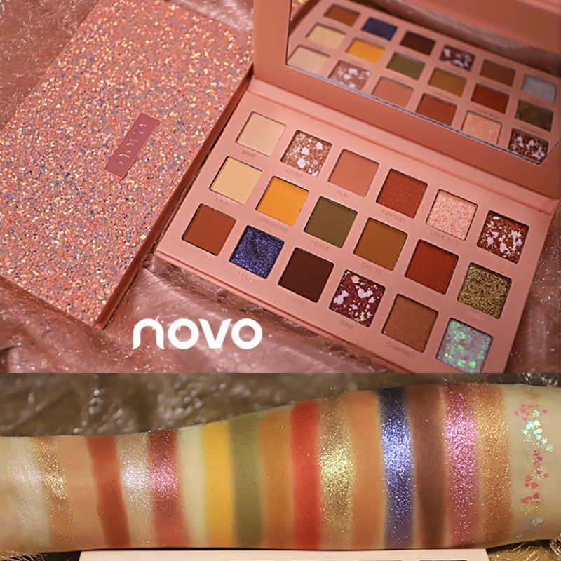NOVO沙漠玫瑰眼影盘哑光珠光初学者防水学生中国风上色显色不掉色