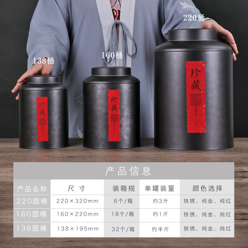 茶叶罐超大号陈皮普洱老白茶散茶马口铁罐密封储存罐茶叶礼盒包装