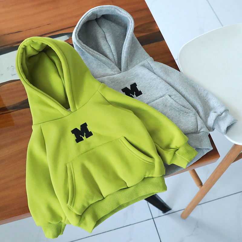 秋冬童装宝宝上衣男童女童加绒连帽卫衣儿童加厚保暖帽衫1869